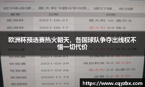 欧洲杯预选赛热火朝天，各国球队争夺出线权不惜一切代价
