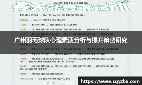 广州羽毛球队心理素质分析与提升策略研究